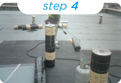 屋上防水工事 Step4 トーチによるアスファルトシート貼り